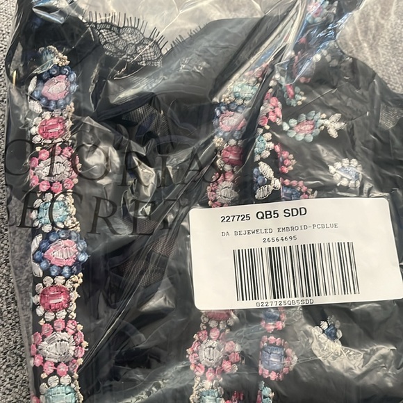 NWT Victoria’s Secret Unlined Lace-Up Corset Top Noir Navy Bejeweled - Picture 7 of 8